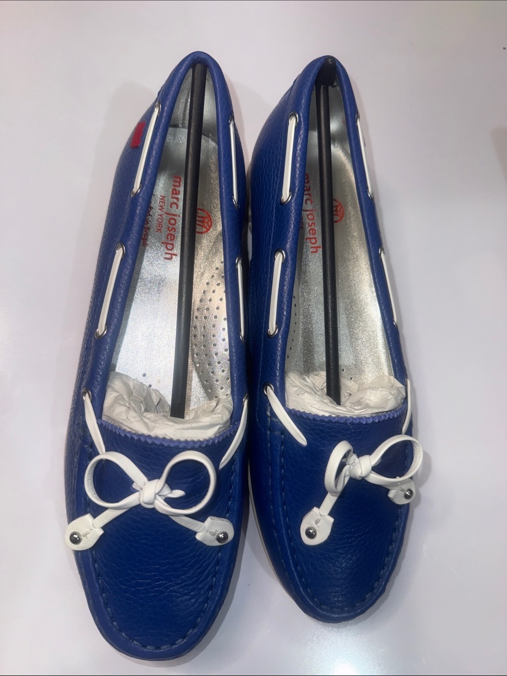 Marc Joseph New York Cypress Hill Gold Shows Leather blue and White Women's 9